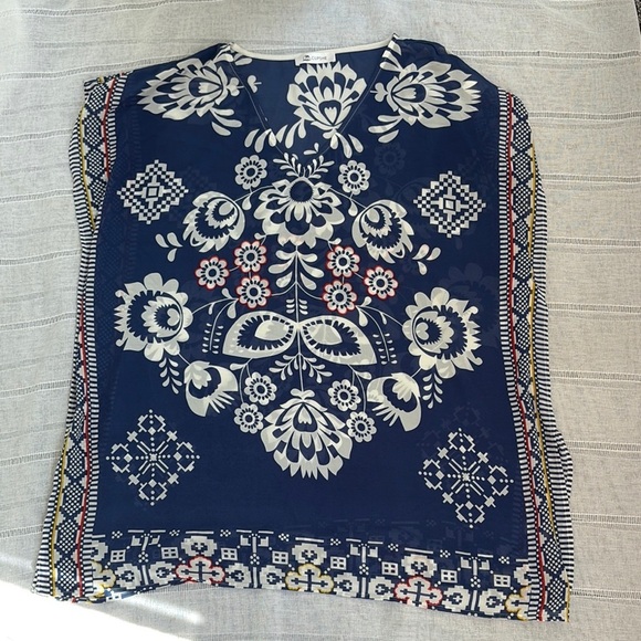 Cupshe Blue and White Boxy Tunic Coverup - Picture 7 of 12